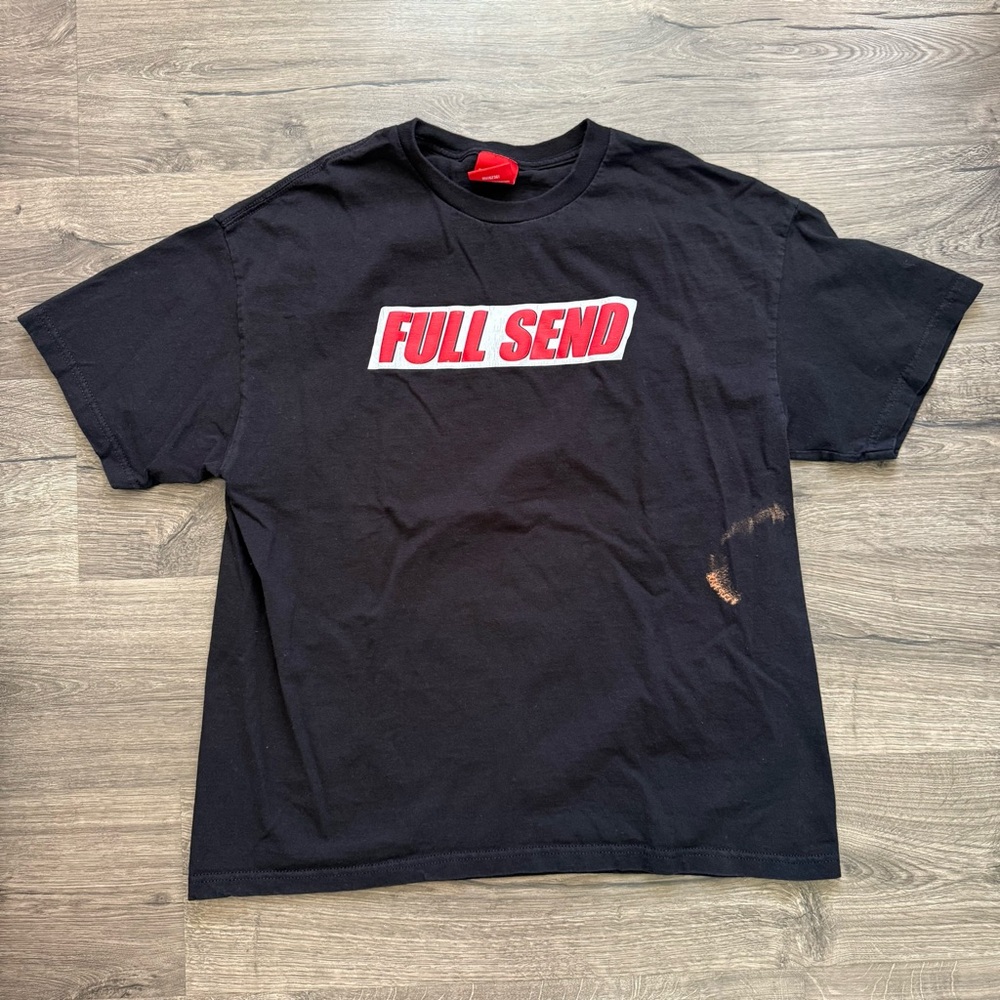 Nelk Full Send Faded Black Short Sleeve T Shirt size XL Men Stains